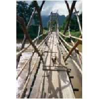 crossing the bridge, Vang Vien.JPG